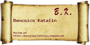 Bencsics Katalin névjegykártya